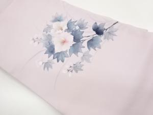 塩瀬手描き花葉模様名古屋帯